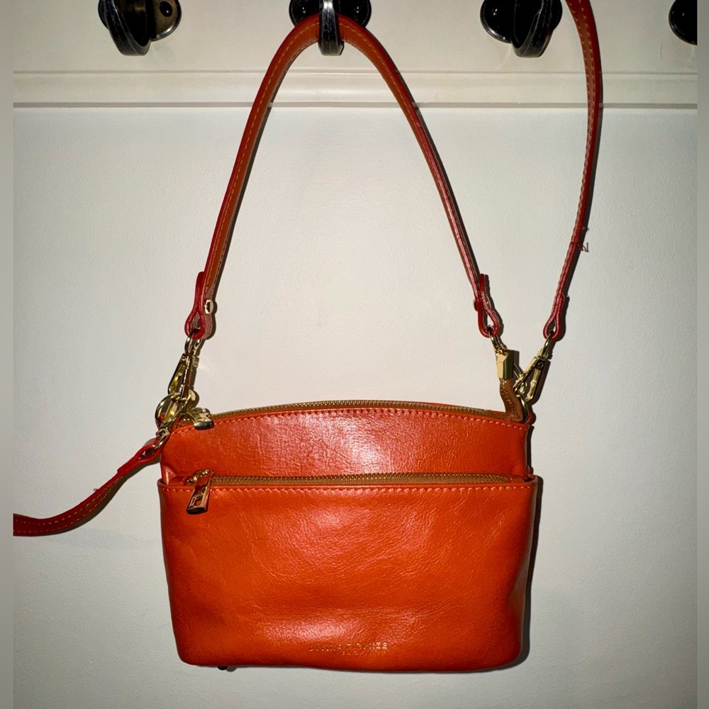 Divina Firenze Italian Leather Purse in Orange, Crossbody/Shoulder Bag/Handbag